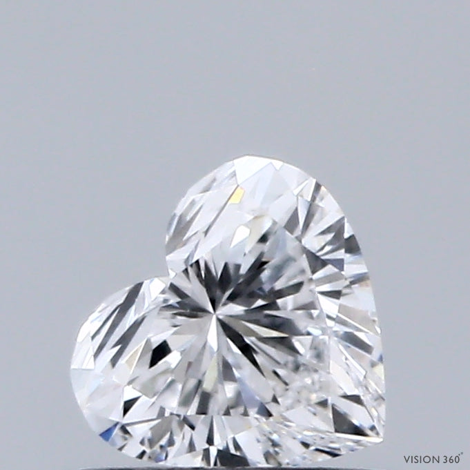 0.57 Carat Heart Lab Grown Diamond, Very Good Polish, D Color, VVS2 Clarity