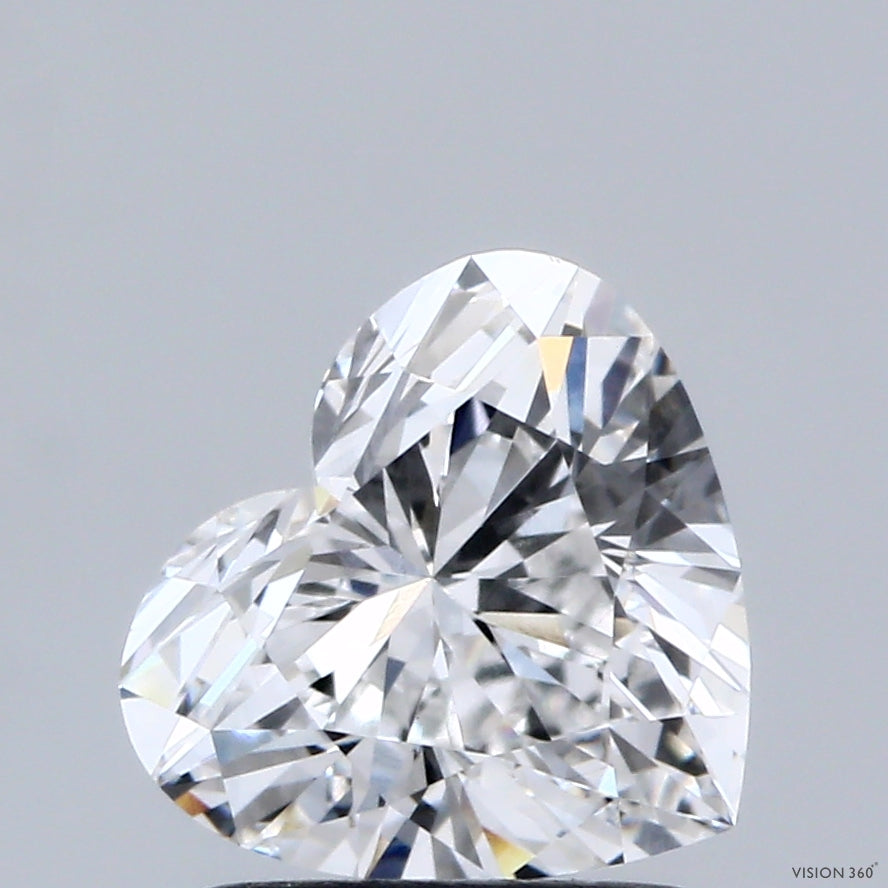 1.52 Carat Heart Lab Grown Diamond, Excellent Polish, E Color, VVS2 Clarity