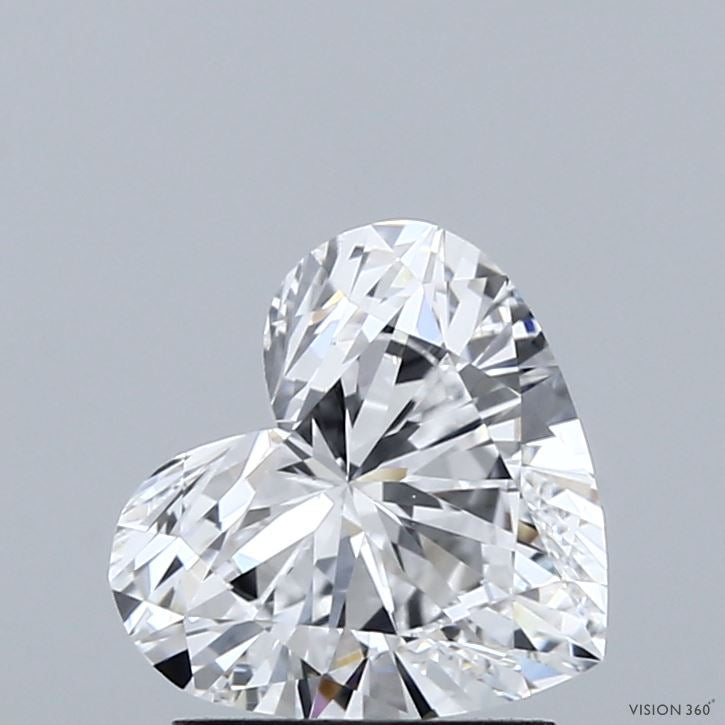 1.57 Carat Heart Lab Grown Diamond, Excellent Polish, D Color, VVS2 Clarity