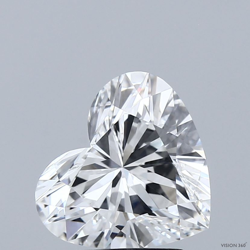 2.54 Carat Heart Lab Grown Diamond, Excellent Polish, E Color, VVS2 Clarity