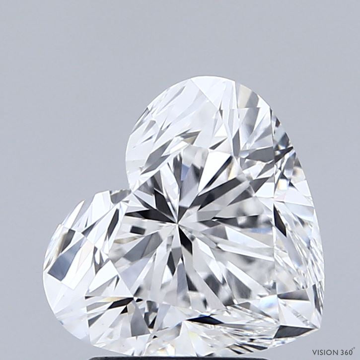 2.56 Carat Heart Lab Grown Diamond, Excellent Polish, E Color, VVS2 Clarity