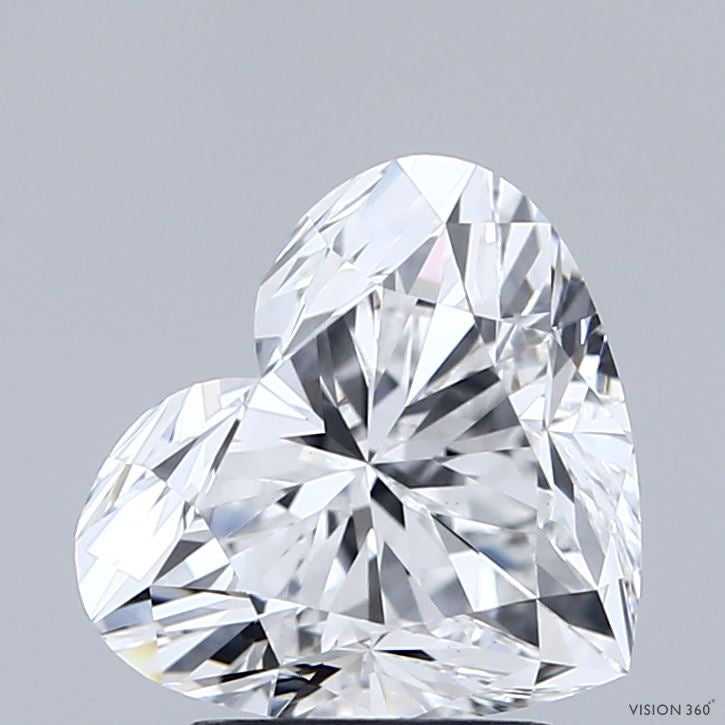 2.59 Carat Heart Lab Grown Diamond, Excellent Polish, D Color, VS1 Clarity