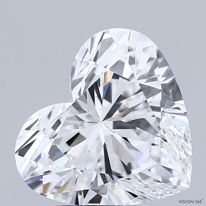 3.07 Carat Heart Lab Grown Diamond, Excellent Polish, D Color, VVS1 Clarity