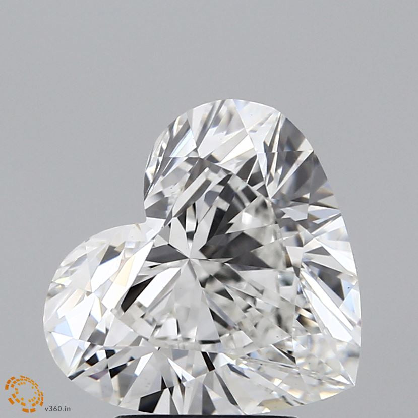 3.13 Carat Heart Lab Grown Diamond, Ideal Cut, G Color, VS1 Clarity