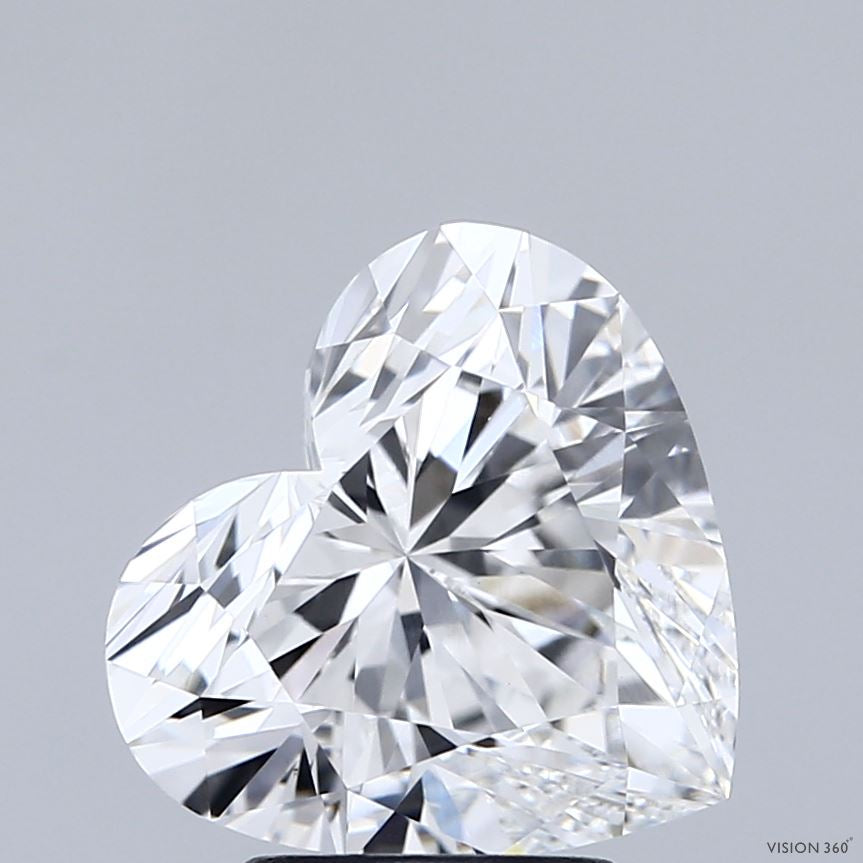 3.36 Carat Heart Lab Grown Diamond, Excellent Polish, E Color, VVS2 Clarity