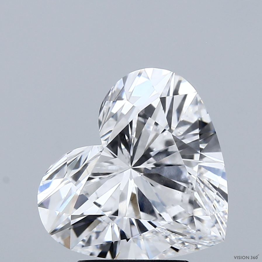 3.72 Carat Heart Lab Grown Diamond, Excellent Polish, D Color, VS1 Clarity