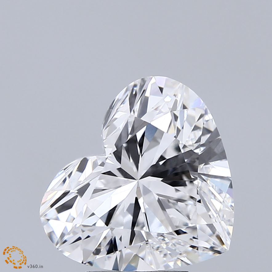 4.05 Carat Heart Lab Grown Diamond, Excellent Polish, D Color, VVS2 Clarity