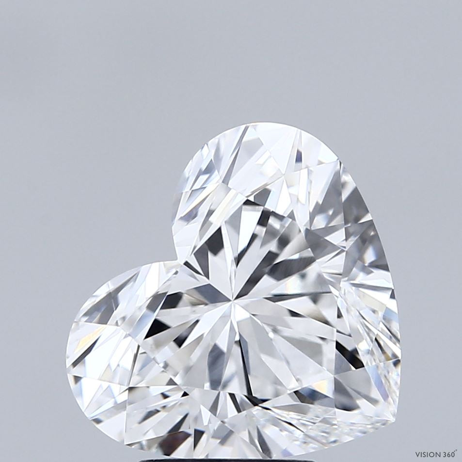 4.38 Carat Heart Lab Grown Diamond, Excellent Polish, E Color, VVS2 Clarity