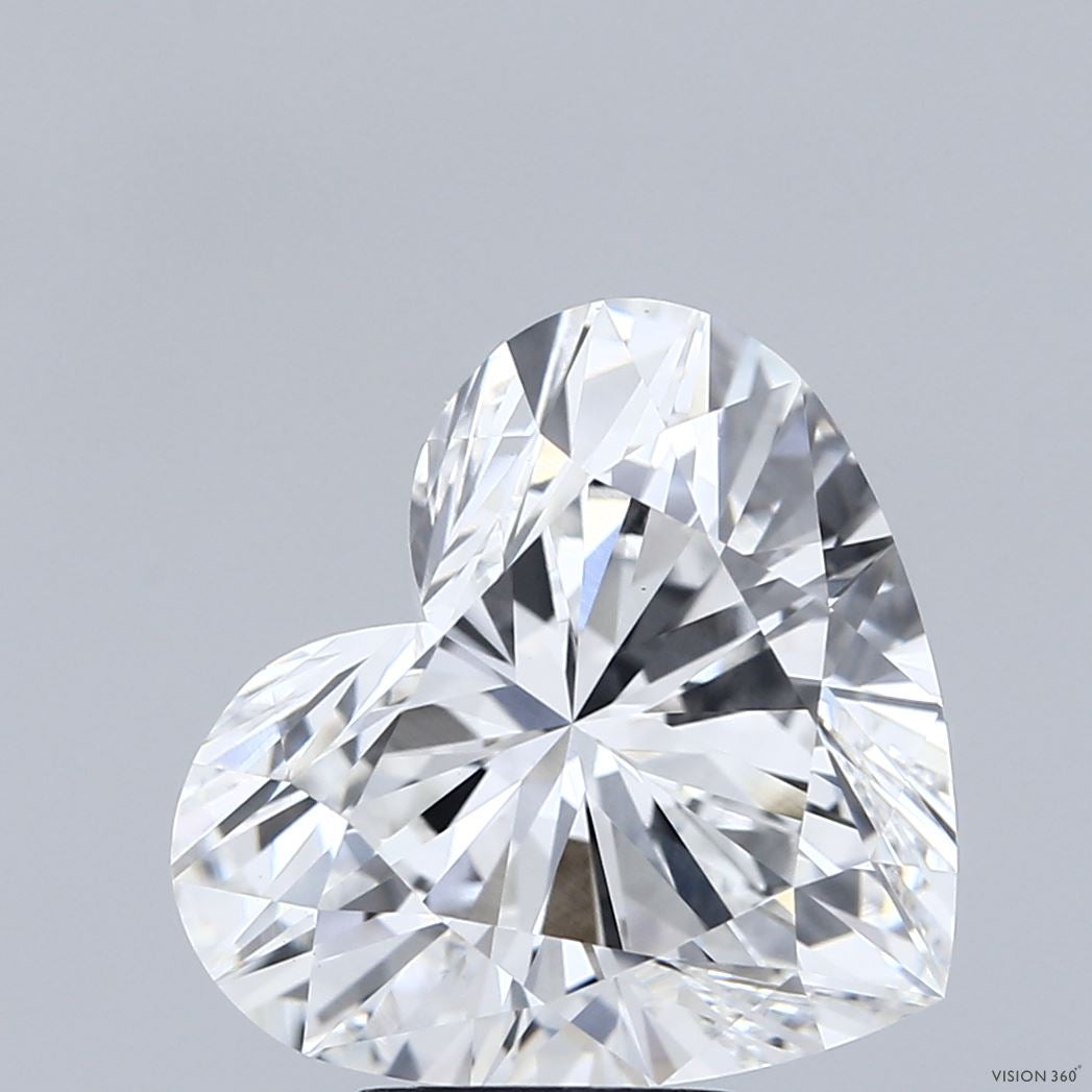 5.40 Carat Heart Lab Grown Diamond, Excellent Polish, F Color, VVS2 Clarity