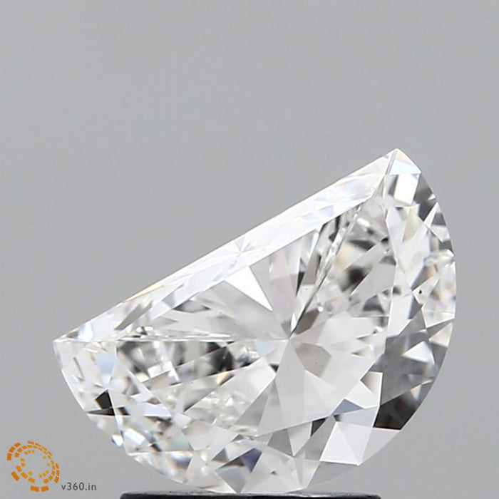 1.63 Carat Half Moon Lab Grown Diamond, Excellent Polish, F Color, VS1 Clarity