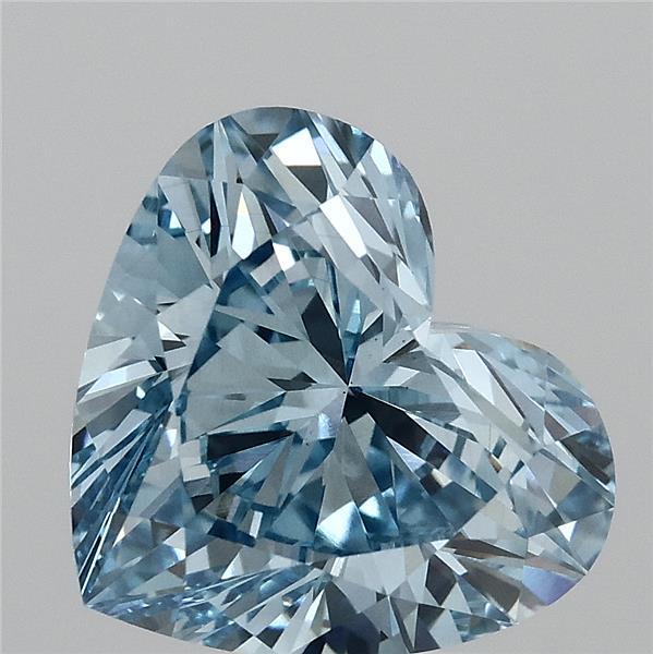 3.50 Carat Heart Lab Grown Diamond, Fancy Vivid Blue Color, VS1 Clarity