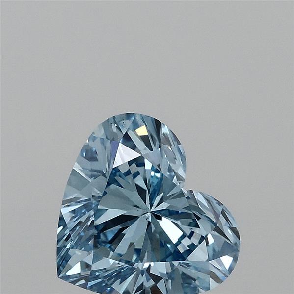 1.50 Carat Heart Lab Grown Diamond, Fancy Vivid Blue Color, VS2 Clarity