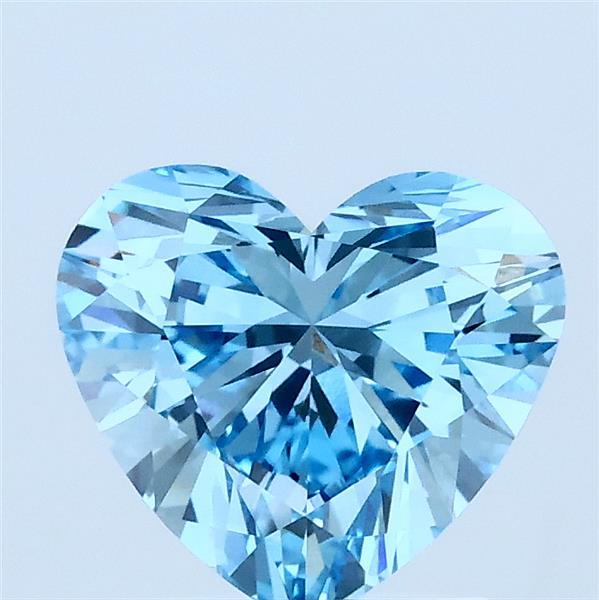1.57 Carat Heart Lab Grown Diamond, Fancy Vivid Blue Color, VVS1 Clarity