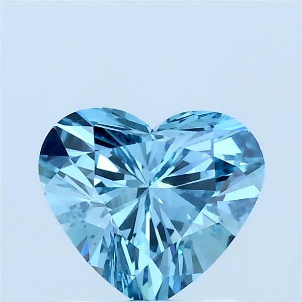 1.00 Carat Heart Lab Grown Diamond, Fancy Vivid Blue Color, VVS2 Clarity