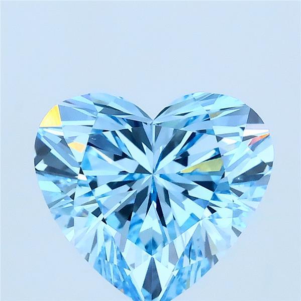 2.10 Carat Heart Lab Grown Diamond, Fancy Vivid Blue Color, VS2 Clarity