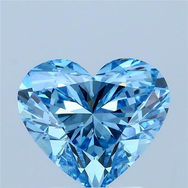 2.01 Carat Heart Lab Grown Diamond, Fancy Vivid Blue Color, VVS2 Clarity