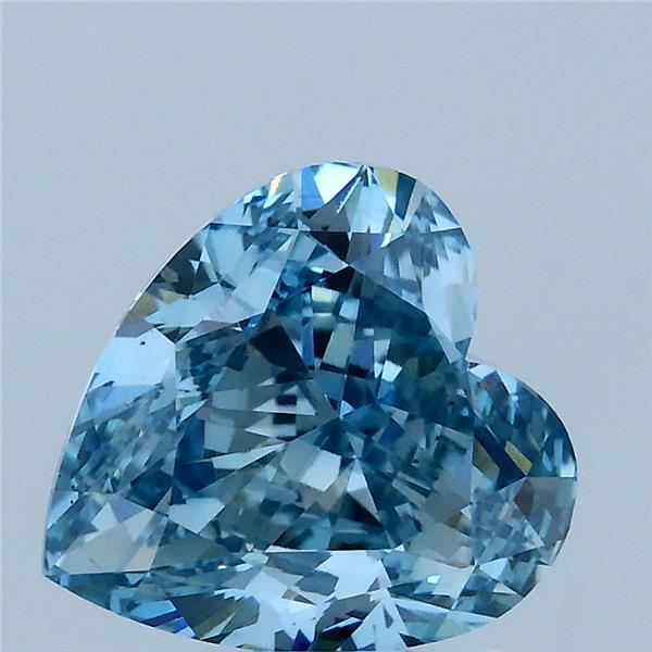3.10 Carat Heart Lab Grown Diamond, Fancy Vivid Blue Color, VS2 Clarity