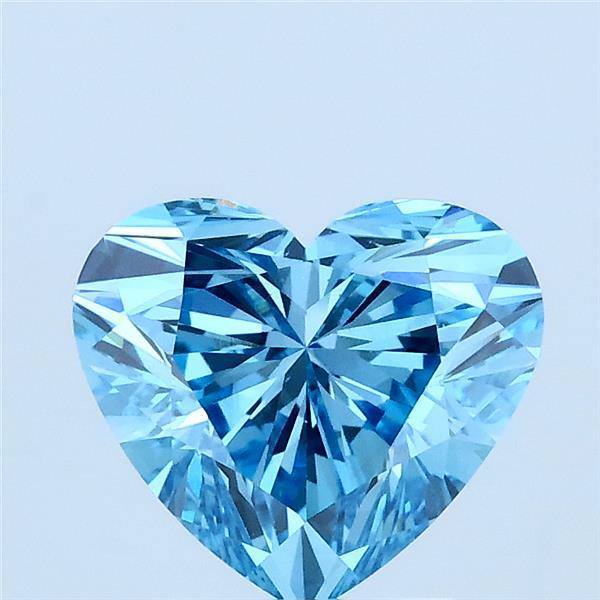 2.00 Carat Heart Lab Grown Diamond, Fancy Vivid Blue Color, VS1 Clarity