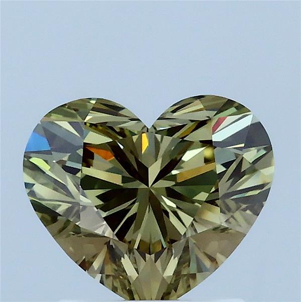 1.53 Carat Heart Lab Grown Diamond, Fancy Vivid Green Color, VVS2 Clarity