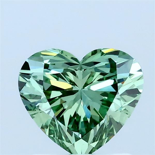 1.00 Carat Heart Lab Grown Diamond, Fancy Vivid Green Color, VS1 Clarity
