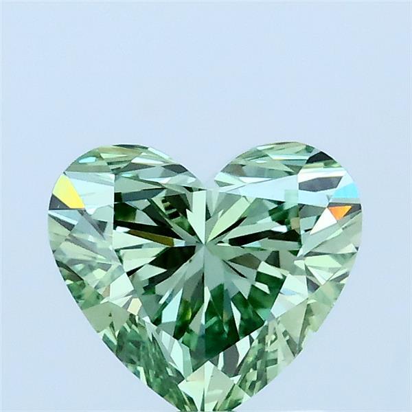 1.07 Carat Heart Lab Grown Diamond, Fancy Vivid Green Color, VS1 Clarity