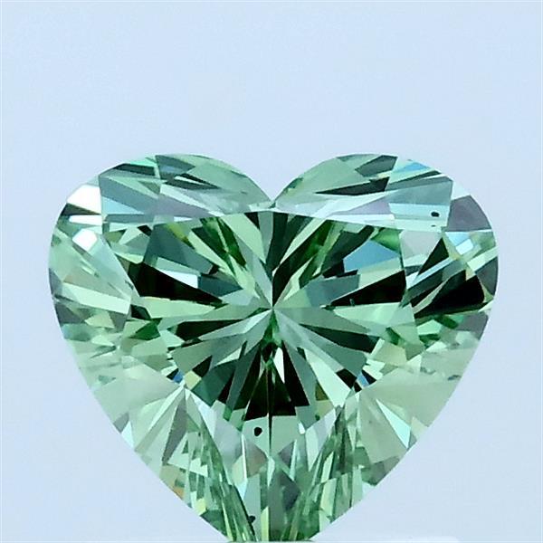 1.01 Carat Heart Lab Grown Diamond, Fancy Vivid Green Color, SI1 Clarity