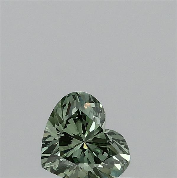 0.38 Carat Heart Lab Grown Diamond, Fancy Vivid Green Color, VVS2 Clarity