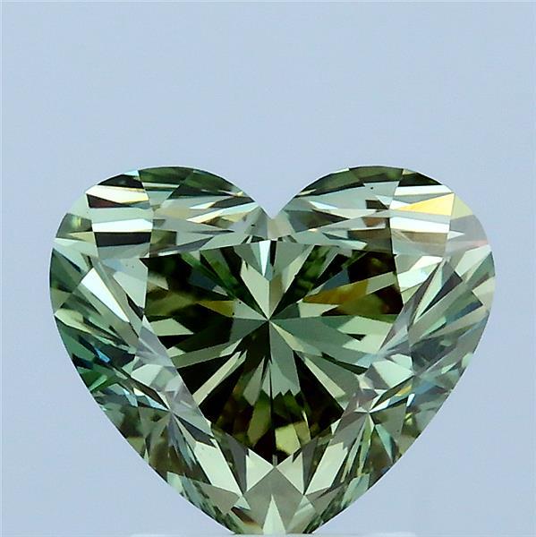 2.51 Carat Heart Lab Grown Diamond, Fancy Vivid Green Color, VS1 Clarity