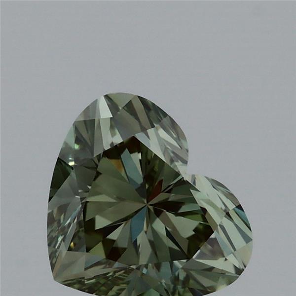 1.01 Carat Heart Lab Grown Diamond, Fancy Vivid Green Color, VS1 Clarity