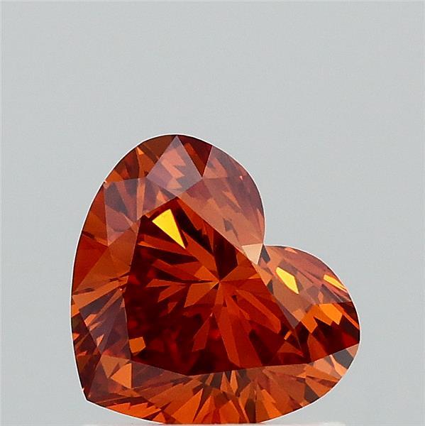 1.00 Carat Heart Lab Grown Diamond, Fancy Intense Brownish Orange Color, VS1 Clarity