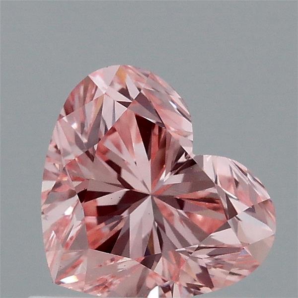 0.90 Carat Heart Lab Grown Diamond, Fancy Vivid Pink Color, VS1 Clarity