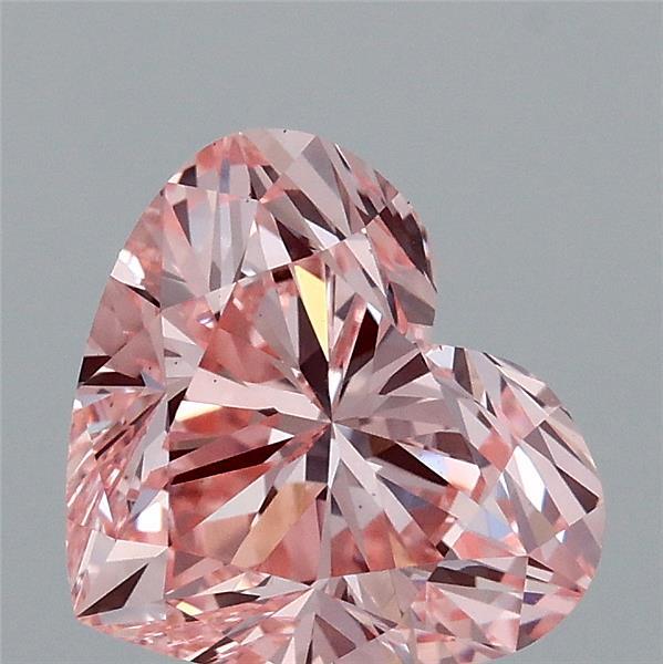 2.07 Carat Heart Lab Grown Diamond, Fancy Intense Pink Color, VS1 Clarity