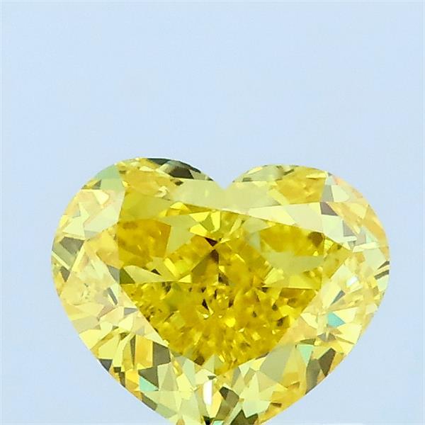 1.00 Carat Heart Lab Grown Diamond, Fancy Vivid Yellow Color, VS1 Clarity