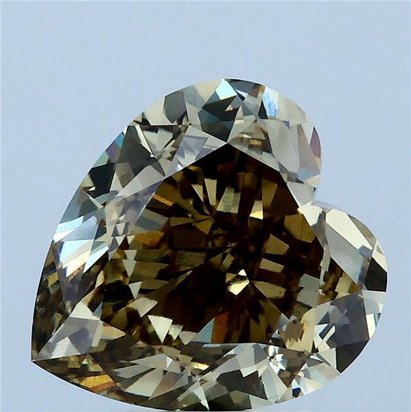 5.09 Carat Heart Lab Grown Diamond, Fancy Greyish Yellow Color, VVS2 Clarity