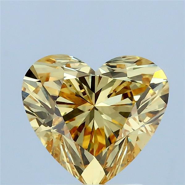 1.76 Carat Heart Lab Grown Diamond, Fancy Intense Yellow Color, VS1 Clarity