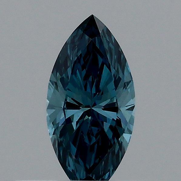 0.32 Carat Marquise Lab Grown Diamond, Fancy Vivid Blue Color, VVS2 Clarity
