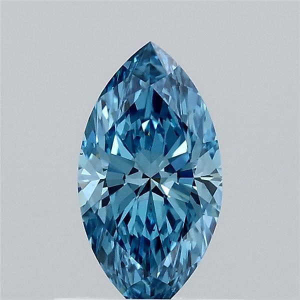 0.63 Carat Marquise Lab Grown Diamond, Fancy Vivid Blue Color, VS1 Clarity