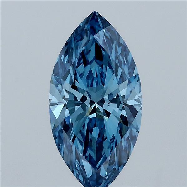 1.62 Carat Marquise Lab Grown Diamond, Fancy Vivid Blue Color, VS1 Clarity