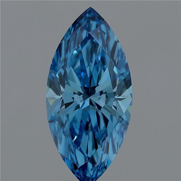 4.04 Carat Marquise Lab Grown Diamond, Fancy Vivid Blue Color, VS1 Clarity