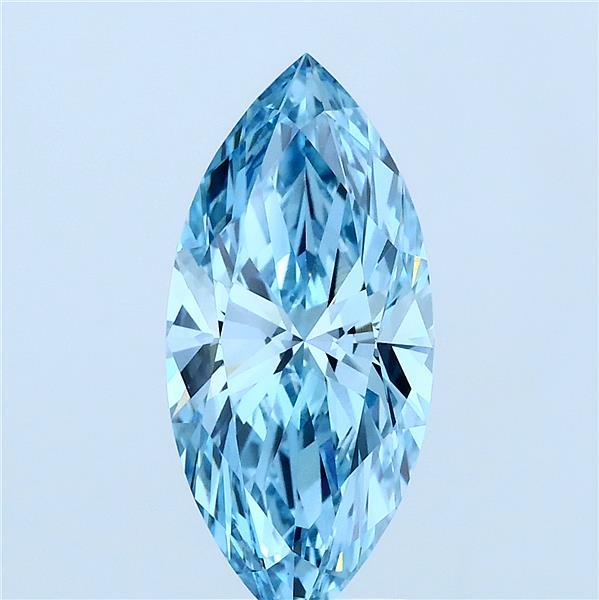 2.55 Carat Marquise Lab Grown Diamond, Fancy Vivid Blue Color, VS1 Clarity