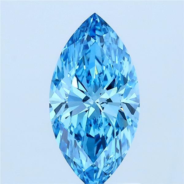 1.02 Carat Marquise Lab Grown Diamond, Fancy Vivid Blue Color, VVS2 Clarity