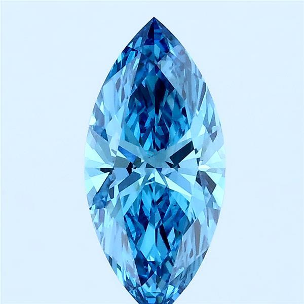 1.06 Carat Marquise Lab Grown Diamond, Fancy Vivid Blue Color, VS1 Clarity