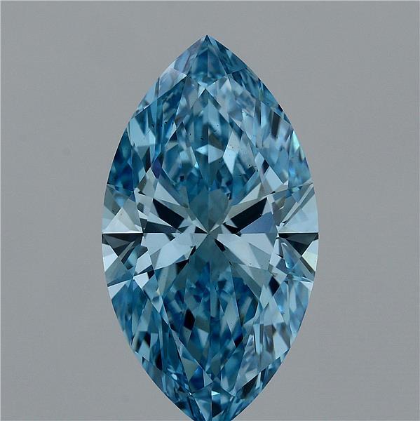 6.03 Carat Marquise Lab Grown Diamond, Fancy Vivid Blue Color, VS2 Clarity