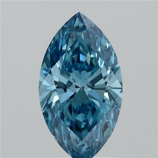 1.51 Carat Marquise Lab Grown Diamond, Fancy Vivid Blue Color, VS1 Clarity