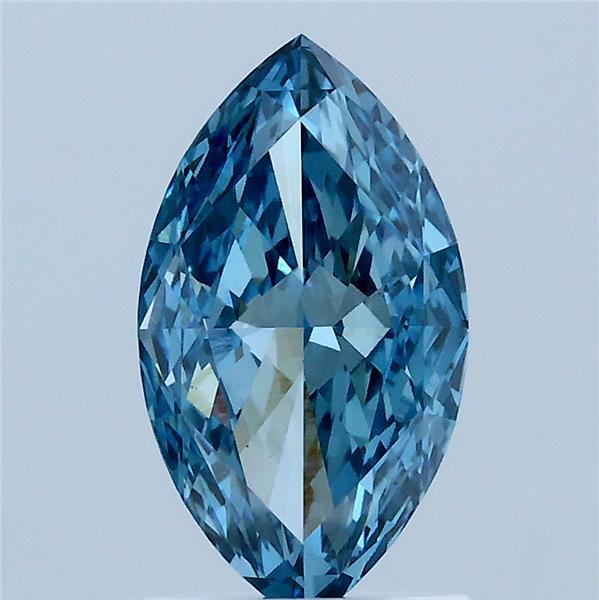 1.63 Carat Marquise Lab Grown Diamond, Fancy Vivid Blue Color, VS1 Clarity