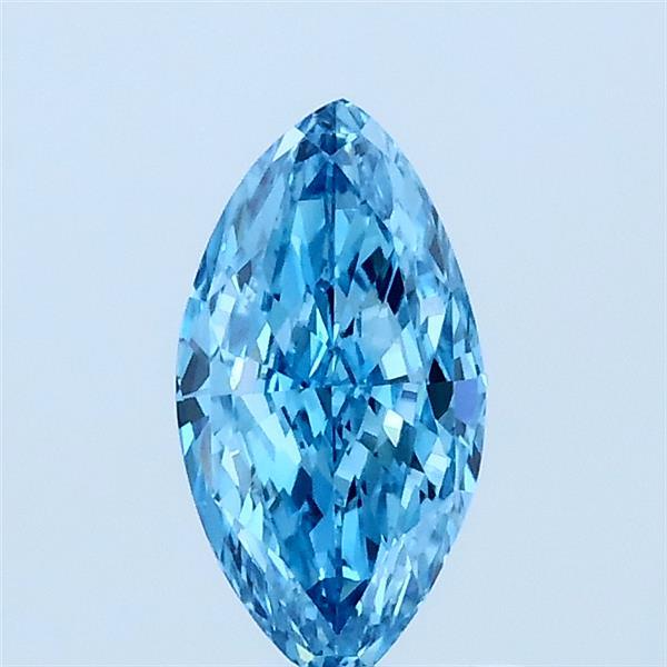 0.61 Carat Marquise Lab Grown Diamond, Fancy Vivid Blue Color, VVS2 Clarity