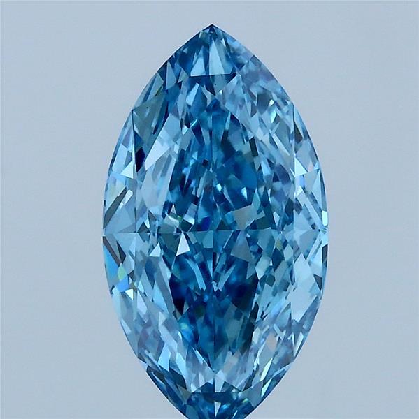 2.09 Carat Marquise Lab Grown Diamond, Fancy Vivid Blue Color, VS1 Clarity