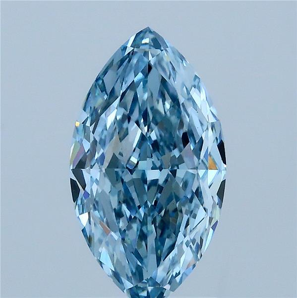 2.16 Carat Marquise Lab Grown Diamond, Fancy Vivid Blue Color, VS1 Clarity