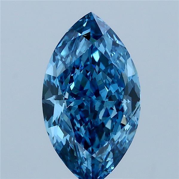 2.10 Carat Marquise Lab Grown Diamond, Fancy Vivid Blue Color, VS2 Clarity