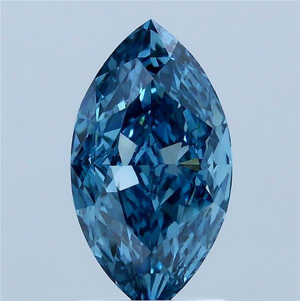 2.05 Carat Marquise Lab Grown Diamond, Fancy Vivid Blue Color, VS1 Clarity
